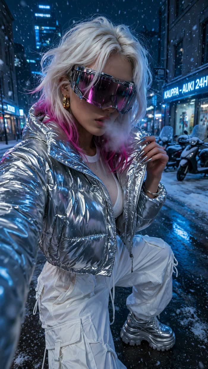 KUU in the ice-white street outfit